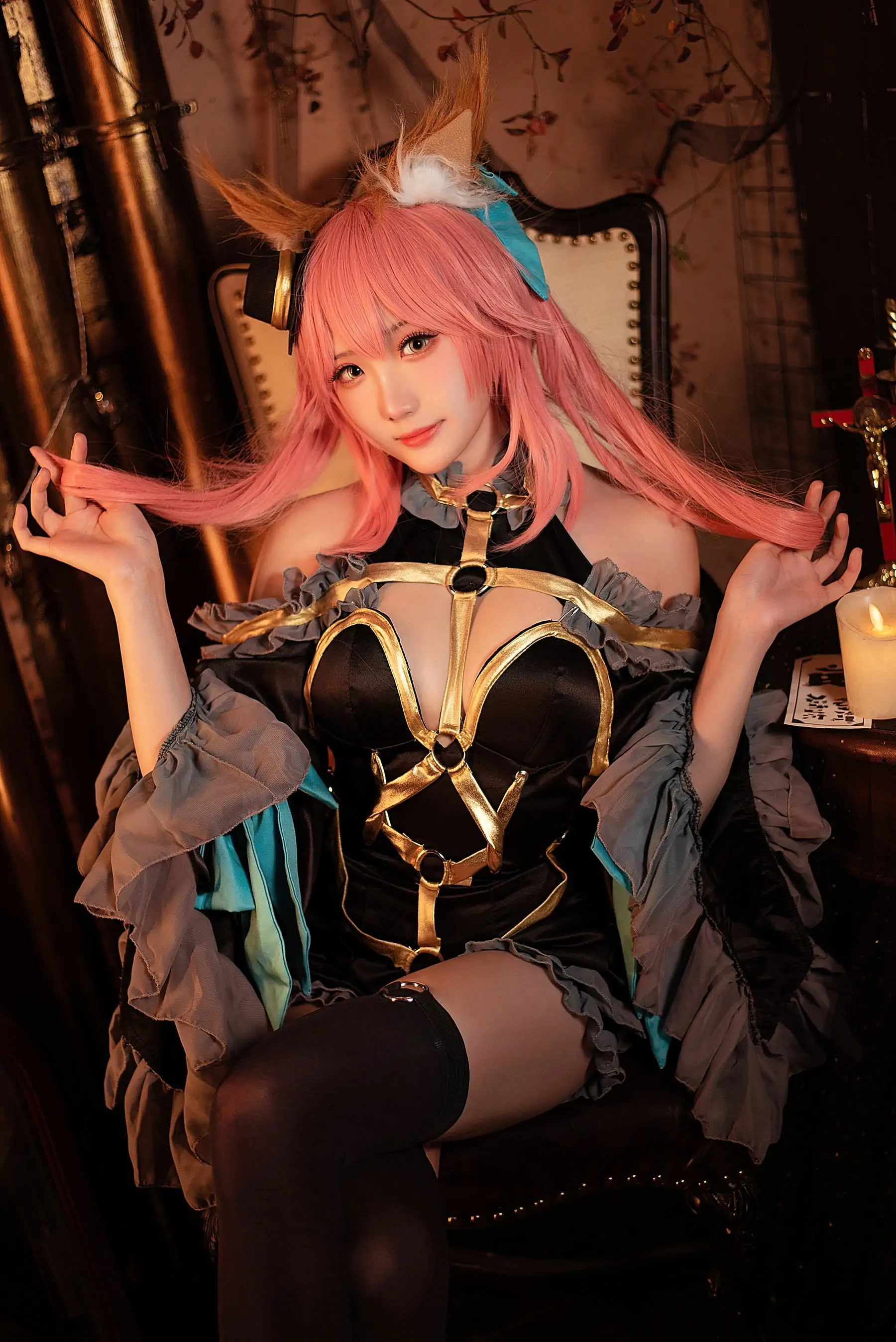 [福利COS] Coser瓜希酱福利 - 玉藻前 漆黑魔术服