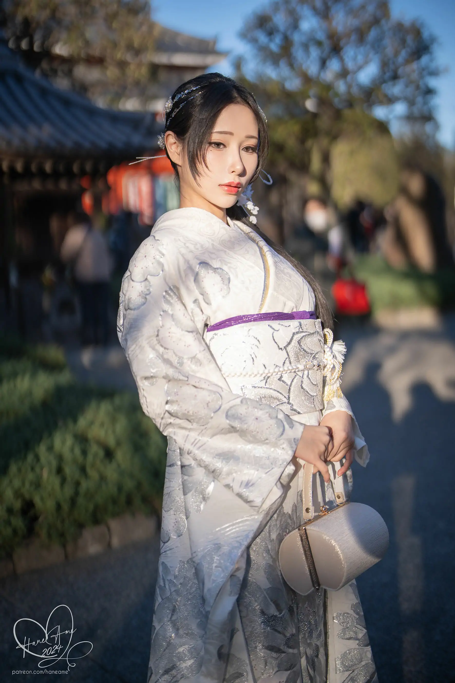 Hane Ame 雨波写真 - Original 2024 New year Silver Kimono