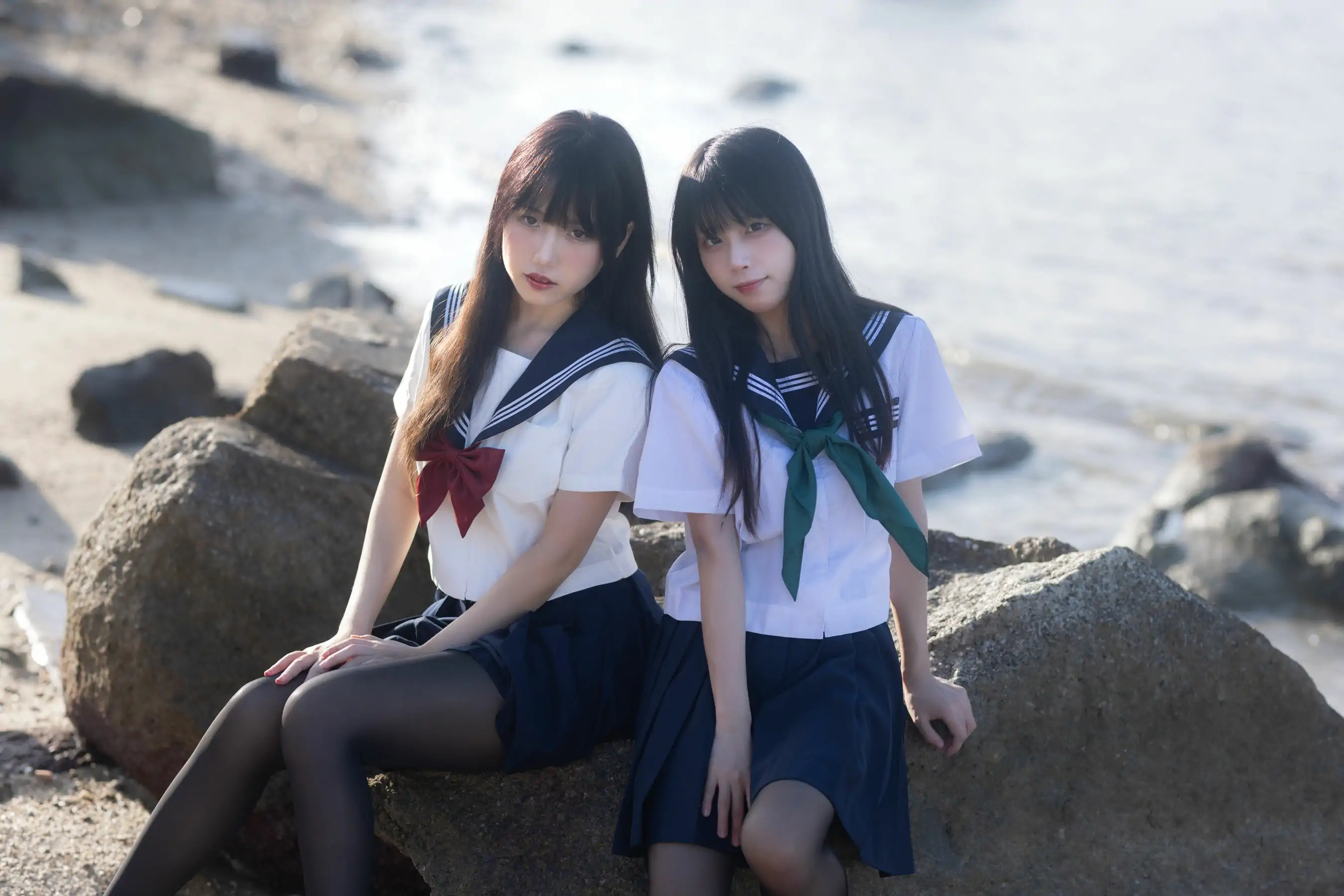 微博人气Coser 不呆猫&三無人型 - 水手服百合黑丝