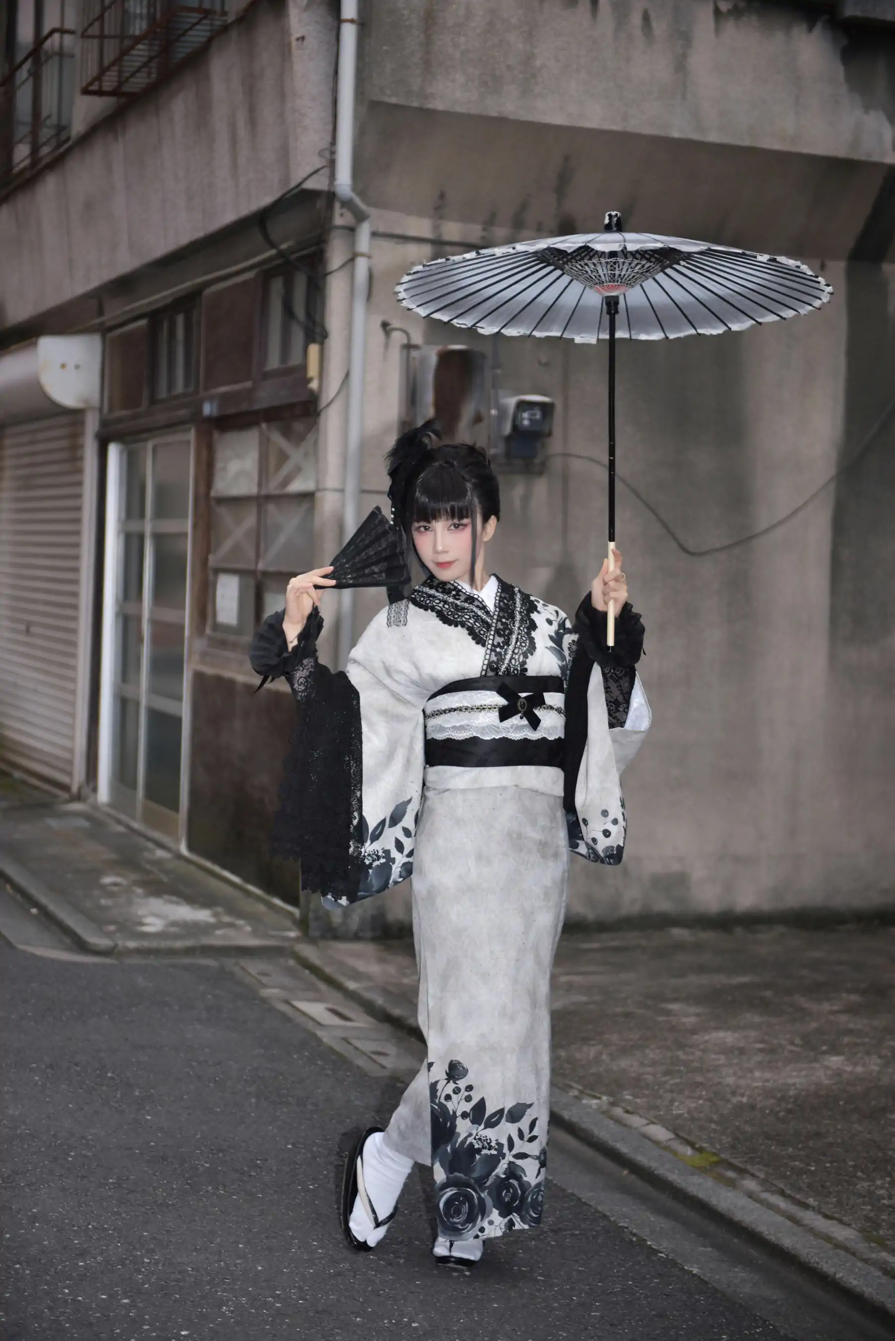 动漫博主 水淼aqua - Black Lace Kimono&Lingerie