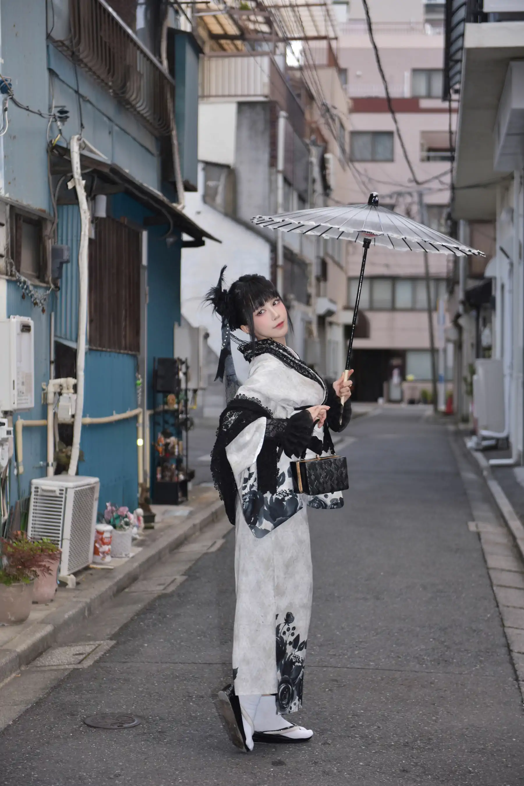 动漫博主 水淼aqua - Black Lace Kimono&Lingerie