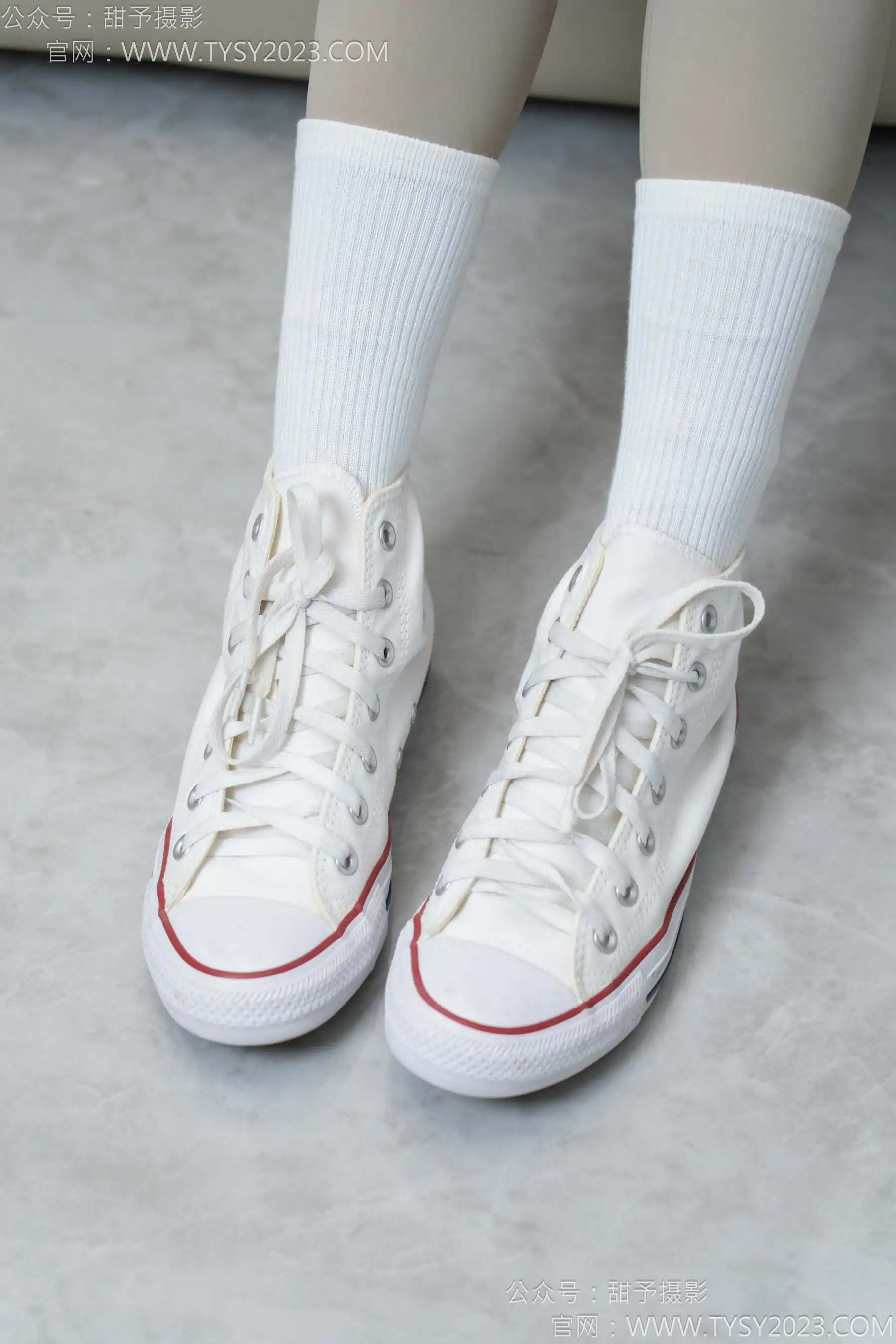 甜予摄影 No.157 澜澜&咖啡豆 - 帆布鞋、板鞋、白棉袜、薄黑丝、薄肉丝