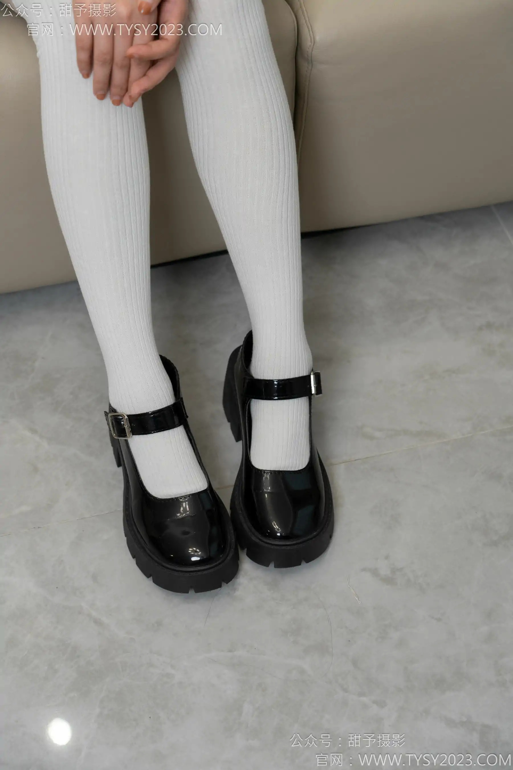 甜予摄影 No.150 澜澜 - 皮鞋、大腿袜、小腿袜、波点白丝袜