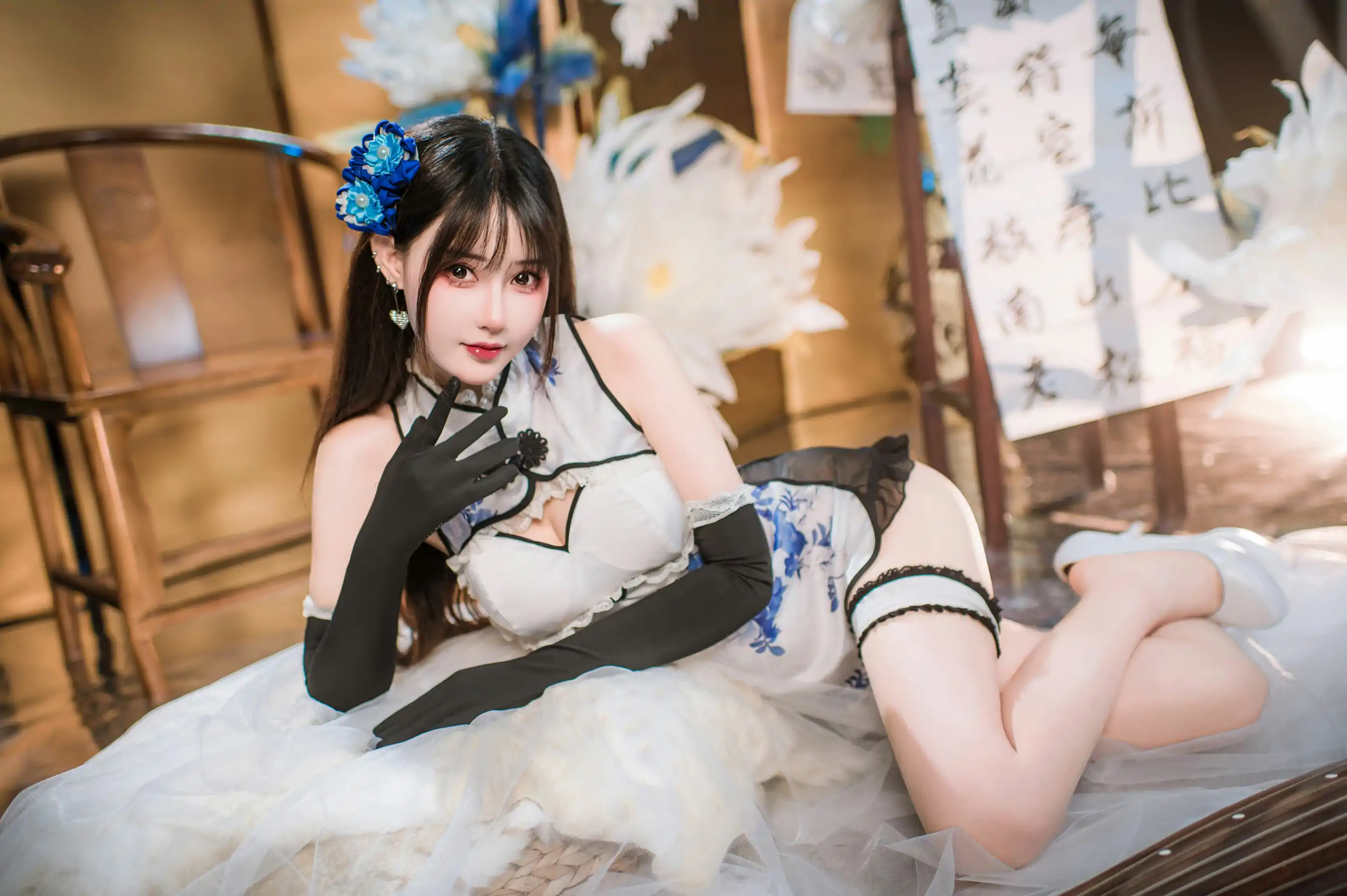 羽生三未 图集 - 瓶儿 青花瓷旗袍