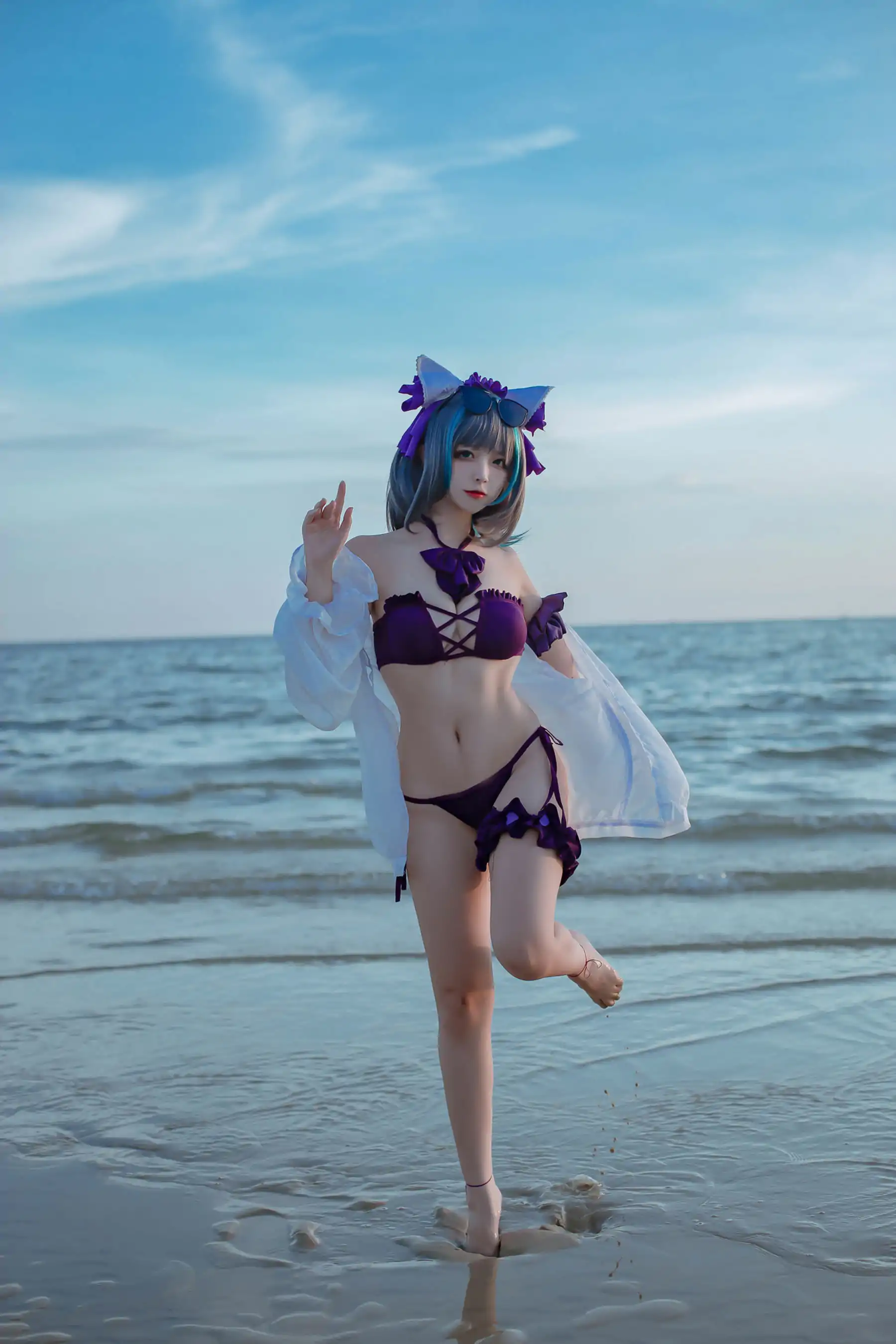人气Coser 二佐Nisa - 碧蓝航线 柴郡泳装