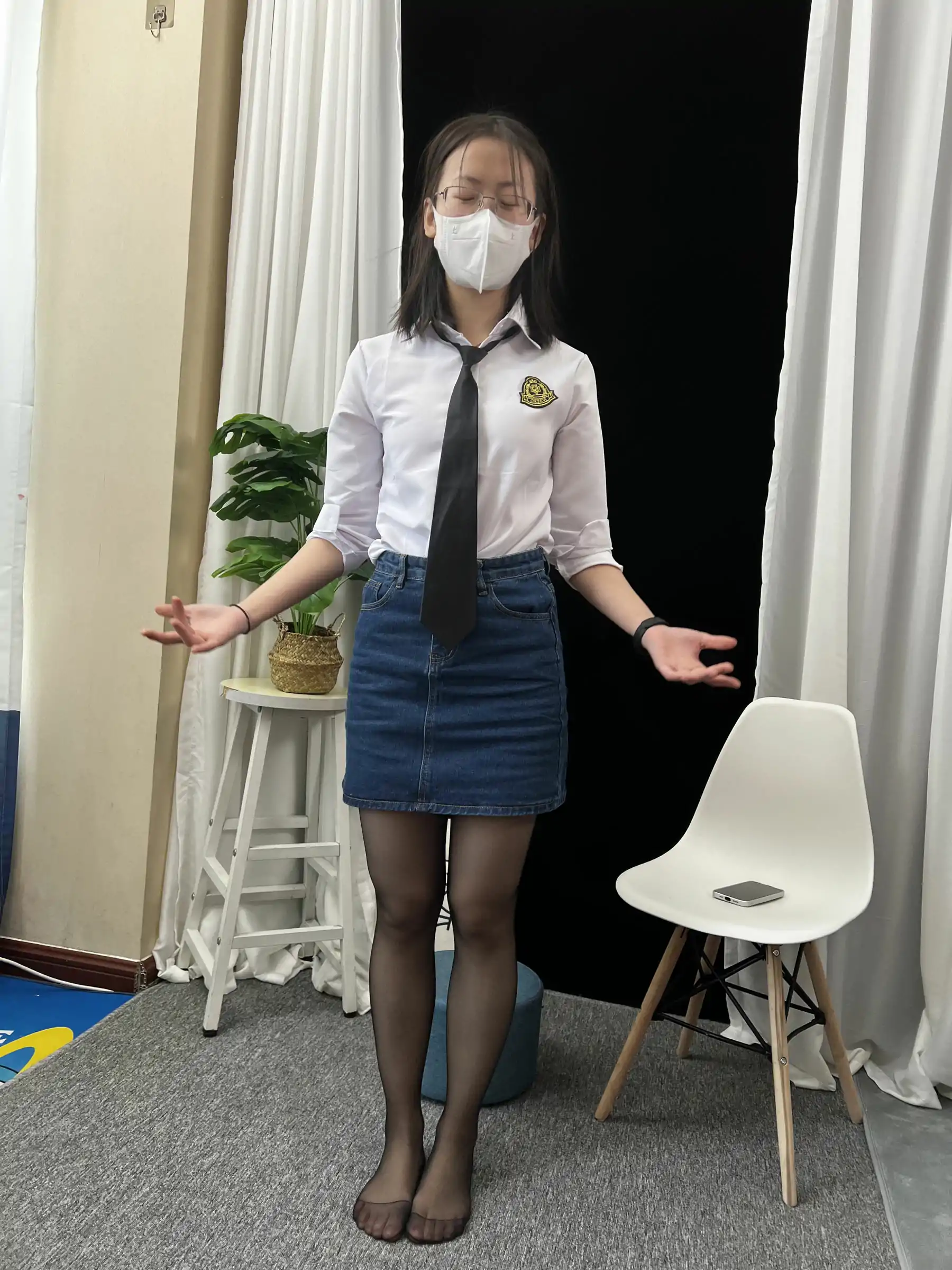三禾摄影 No.048 牛仔裙 黑丝 高跟