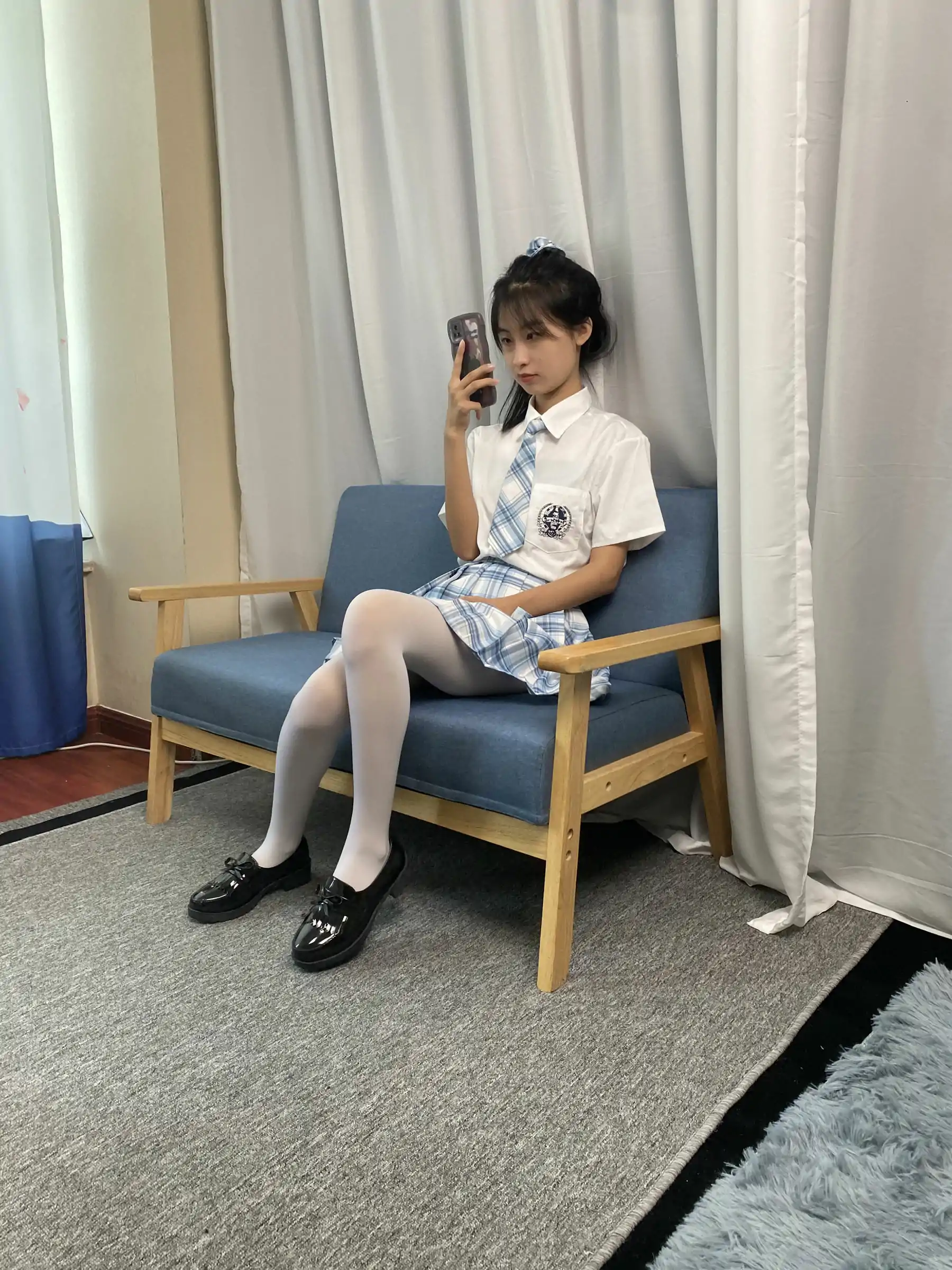 三禾摄影 No.050 JK套装 白丝 下皮鞋