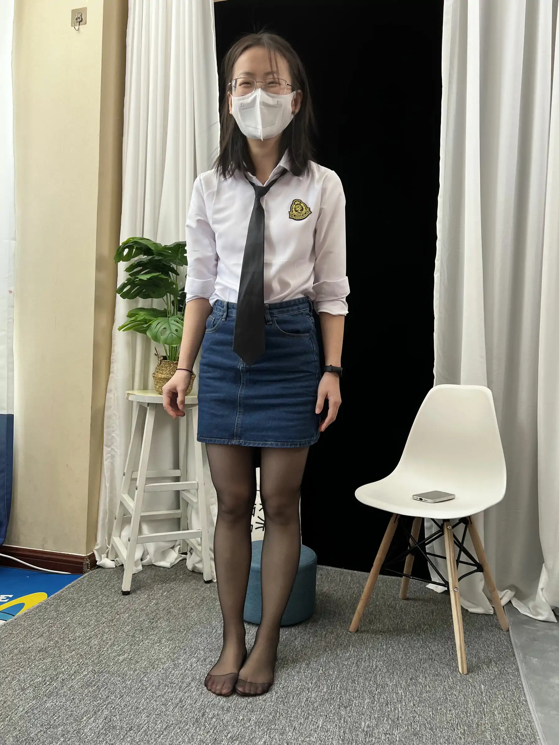 三禾摄影 No.048 牛仔裙 黑丝 高跟