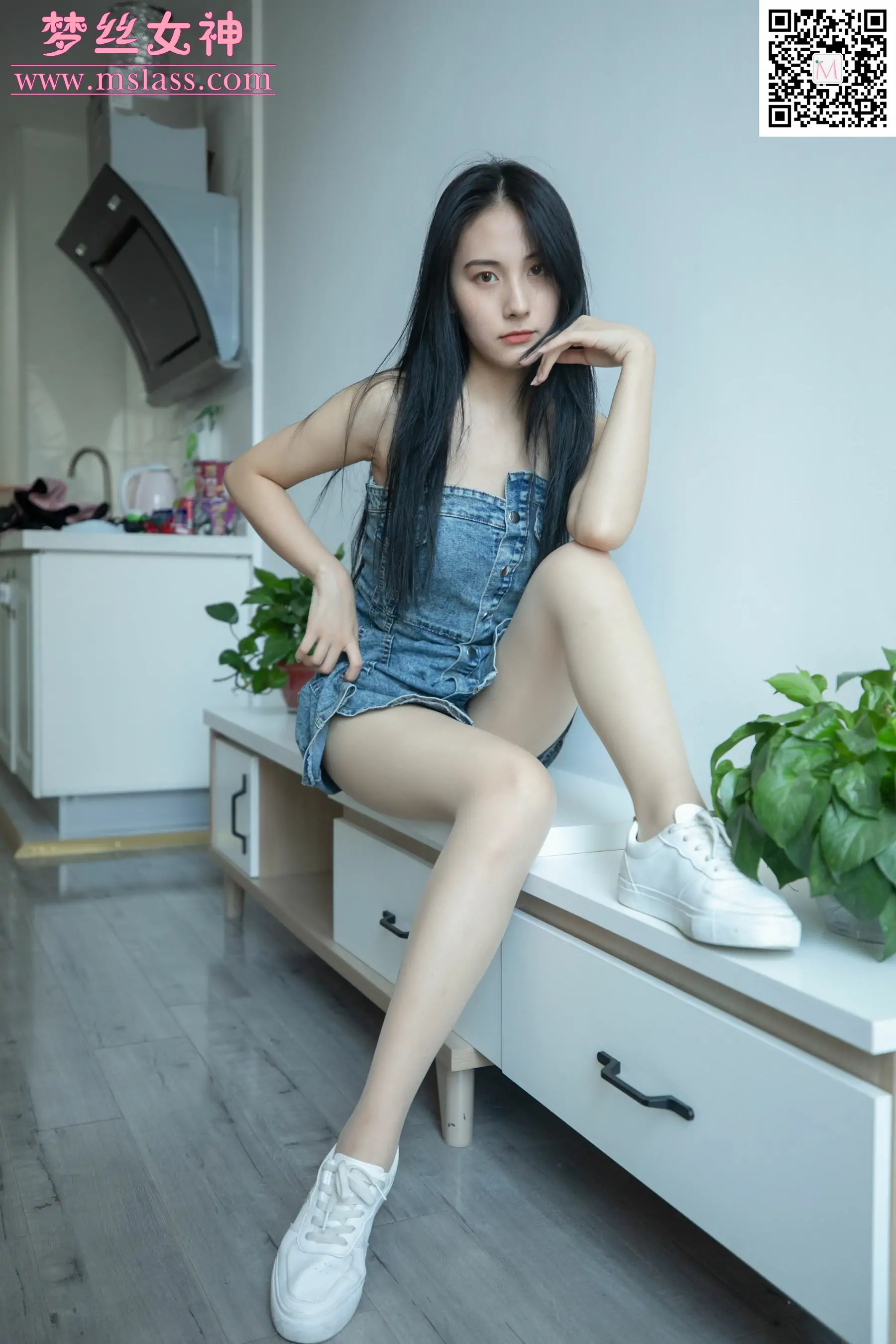 [梦丝女神MSLASS]  小允儿 牛仔连衣裙